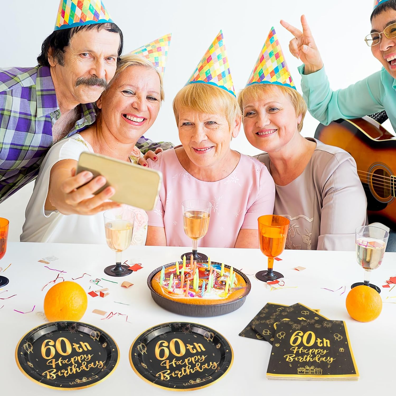 60th Birthday Plates And Napkins 50pcs 9 Black Party Decorations
