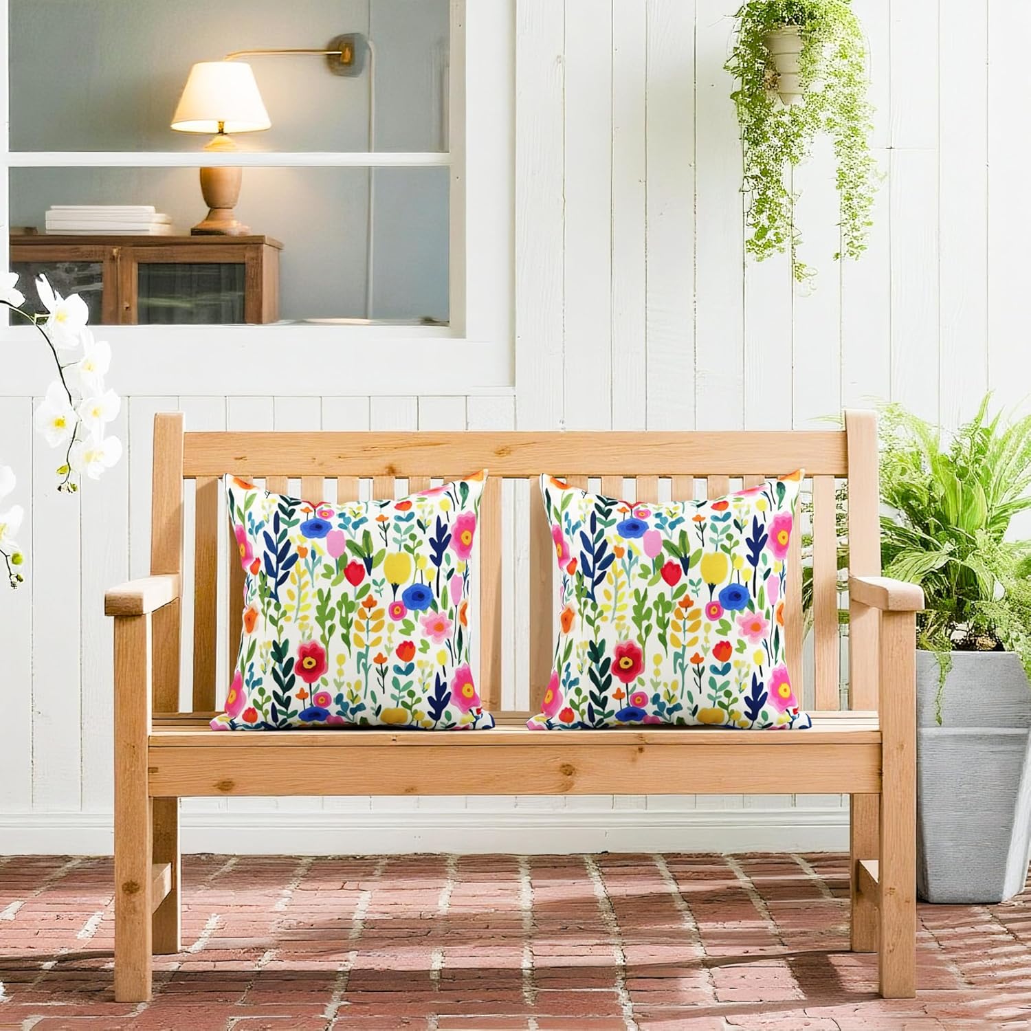 Cythasily Outdoor Pillow Covers 18x18 Inch 2 Sets Floral