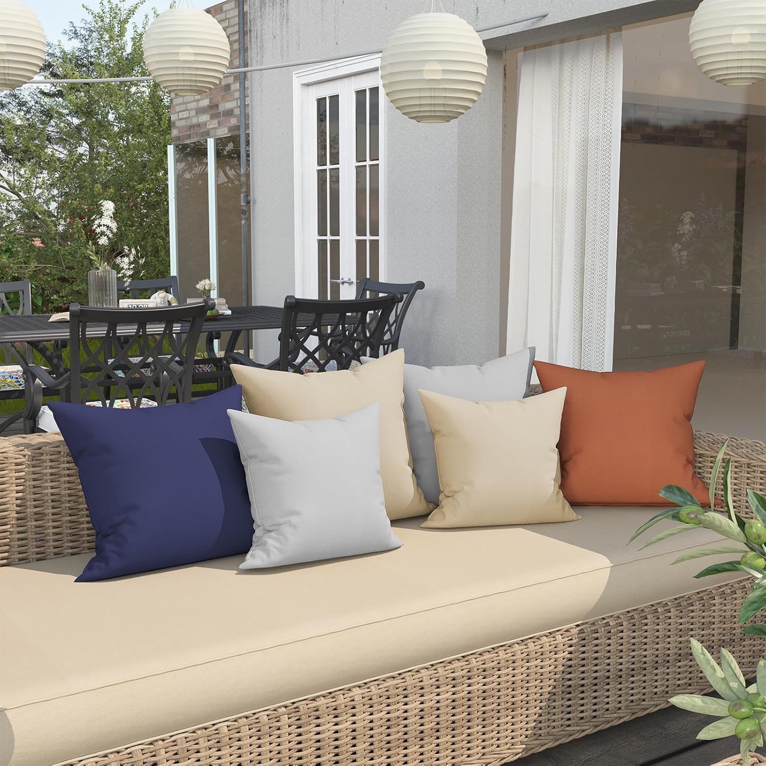 Metliv Premium 16x16 Inch Outdoor Throw Pillow Set of 2 Red