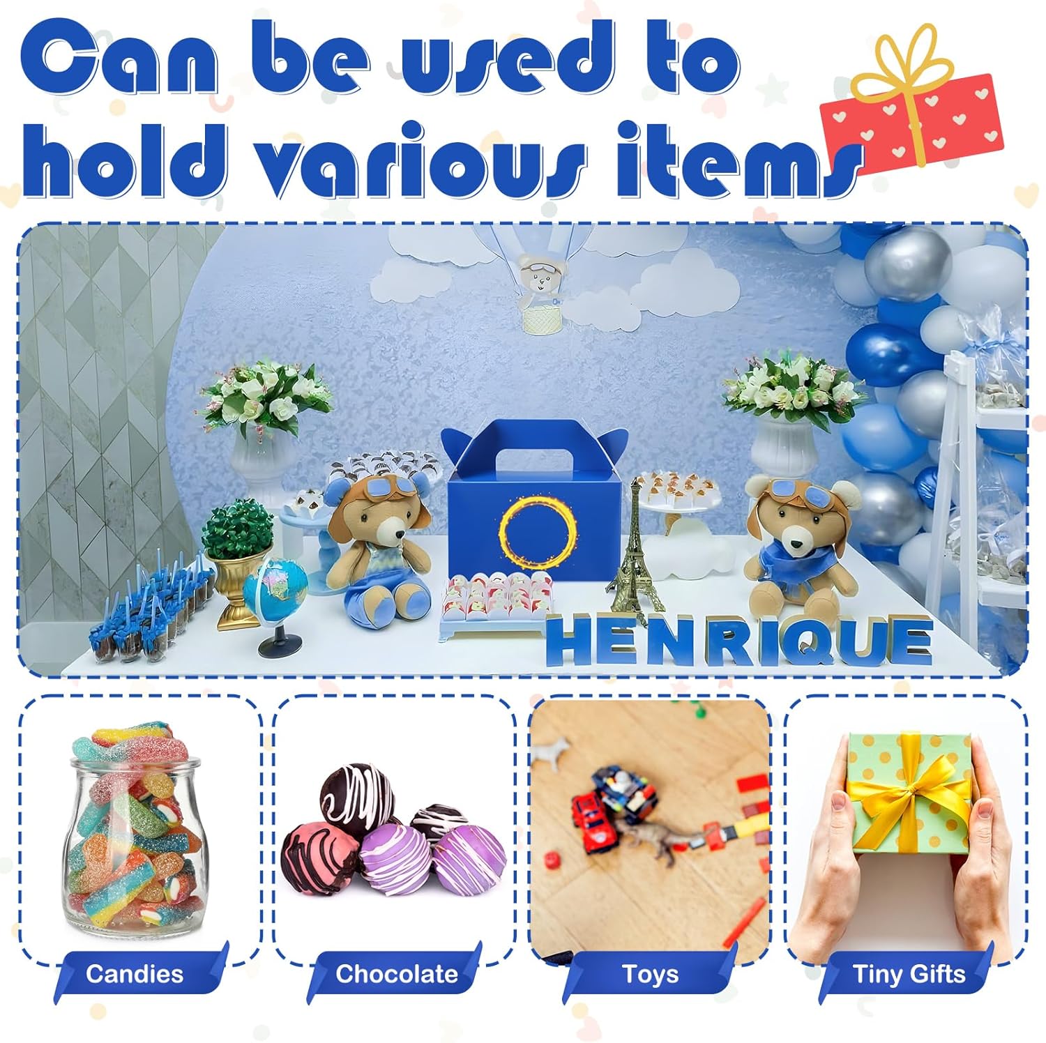 32 Pcs Dark Blue Hedgehog Party Favor Boxes with Handles