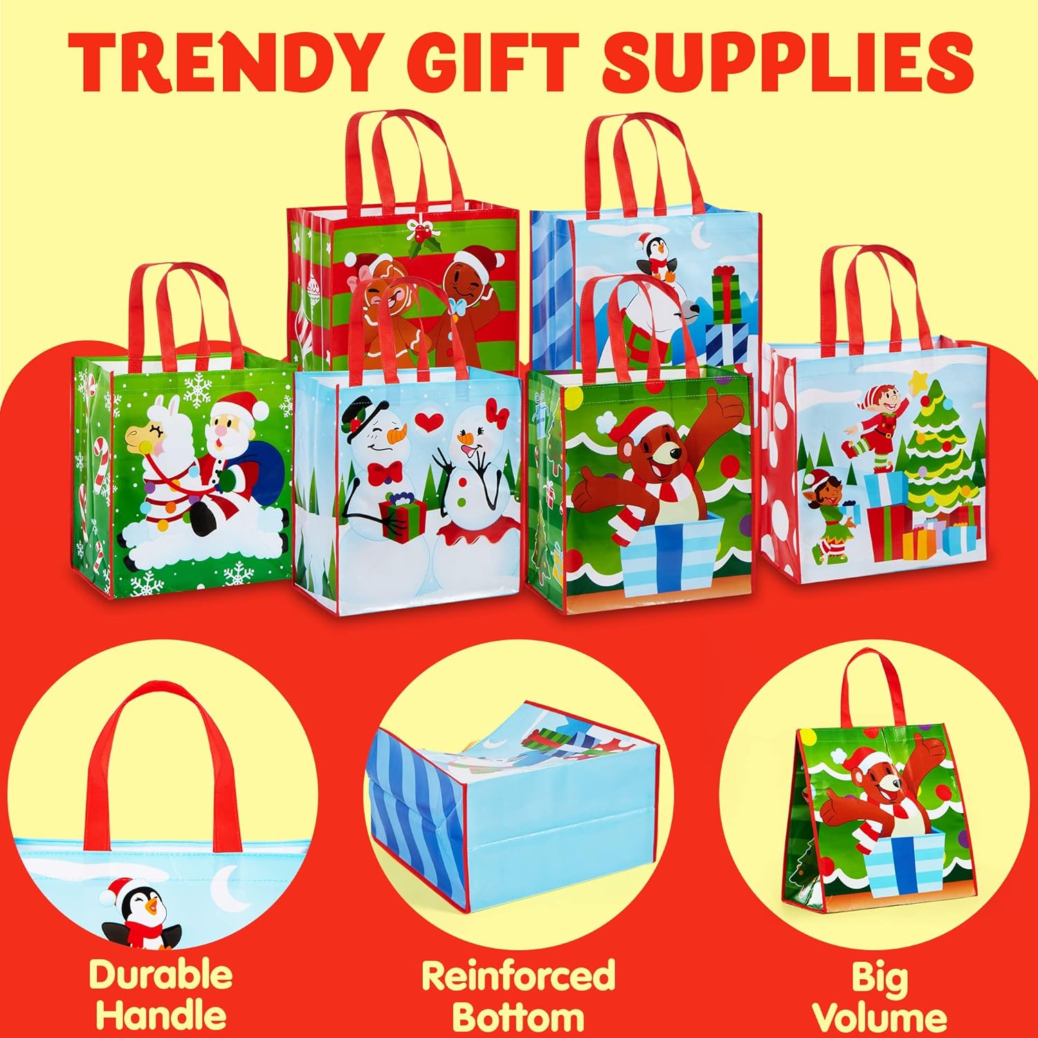 JOYIN 12 Extra-Large Christmas Gift Bags With Handles