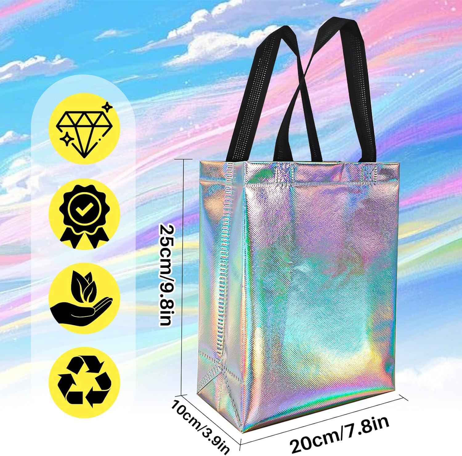 MAQIHAN 8PCS Iridescent Gift Bags with Handles