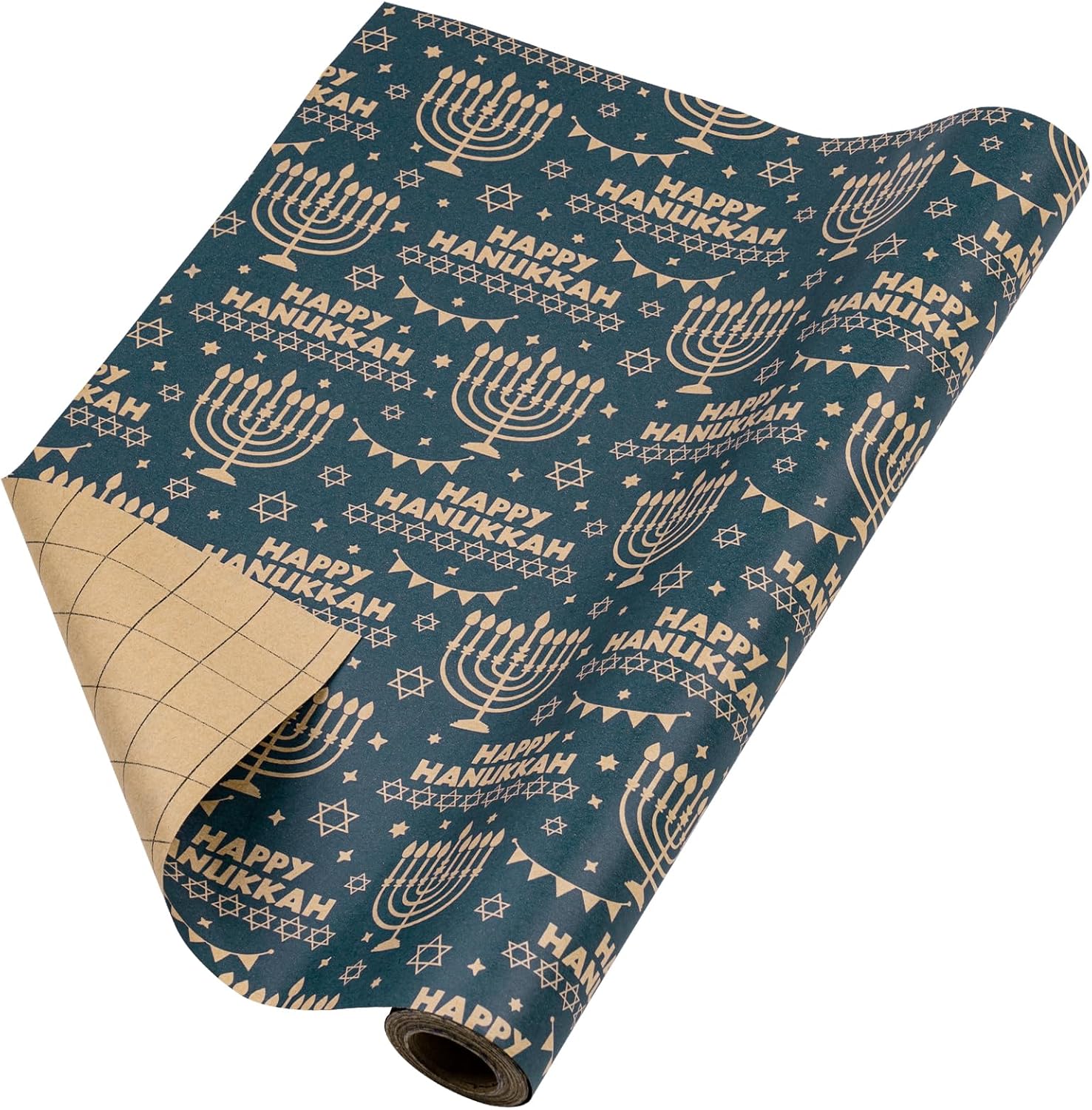 RUSPEPA Kraft Hanukkah Wrapping Paper Roll - Mini Roll - 17 Inches x 328 Feet