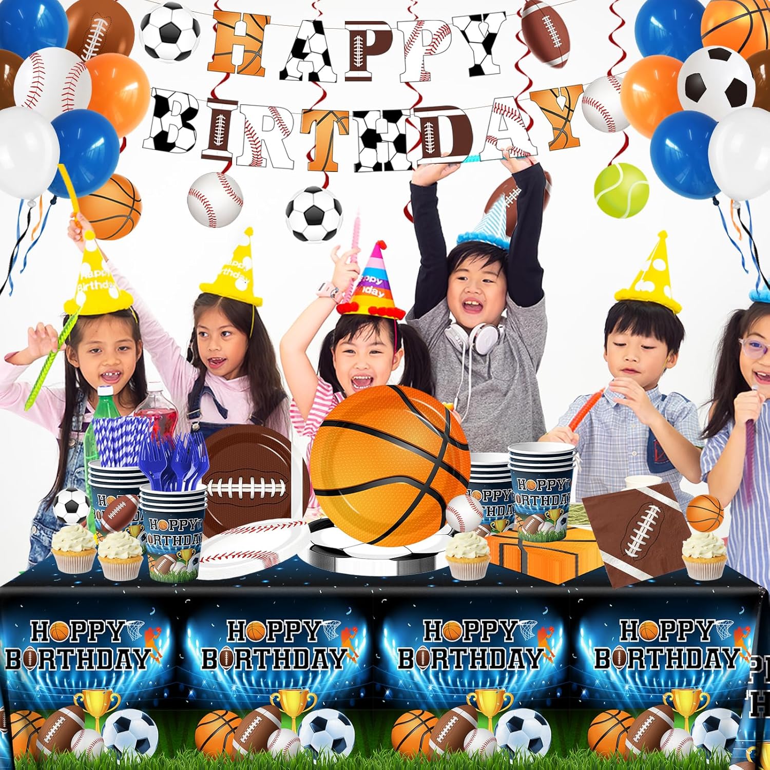 198Pcs Sports Birthday Decorations Set