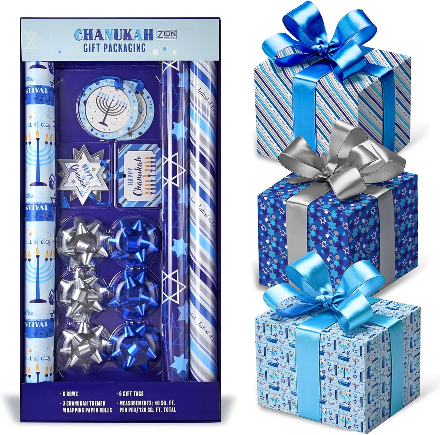 Zion Judaica Hanukkah Gift Wrap Kit