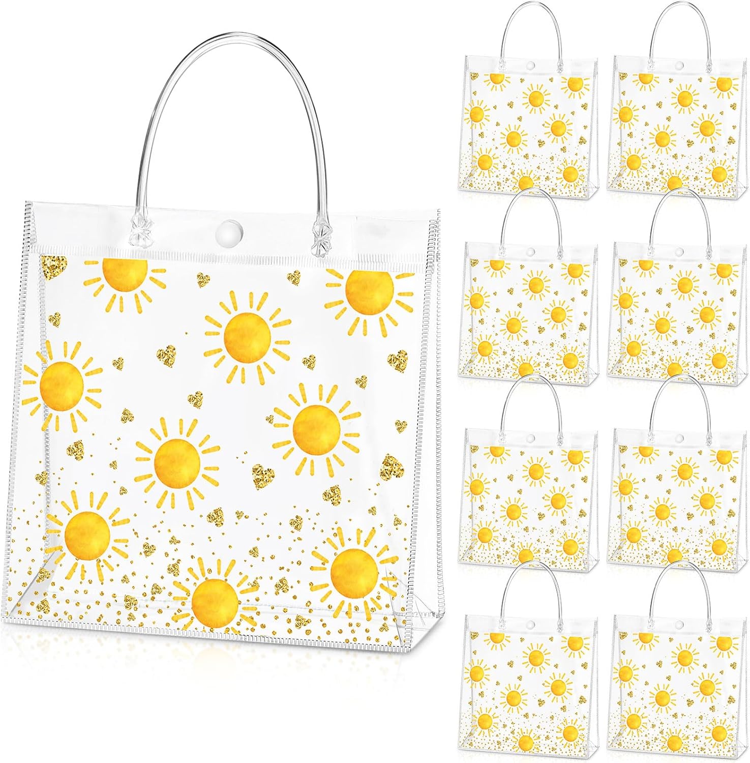 Hosuly 24 Pcs Boho Sun Clear Gift Bags with Handles