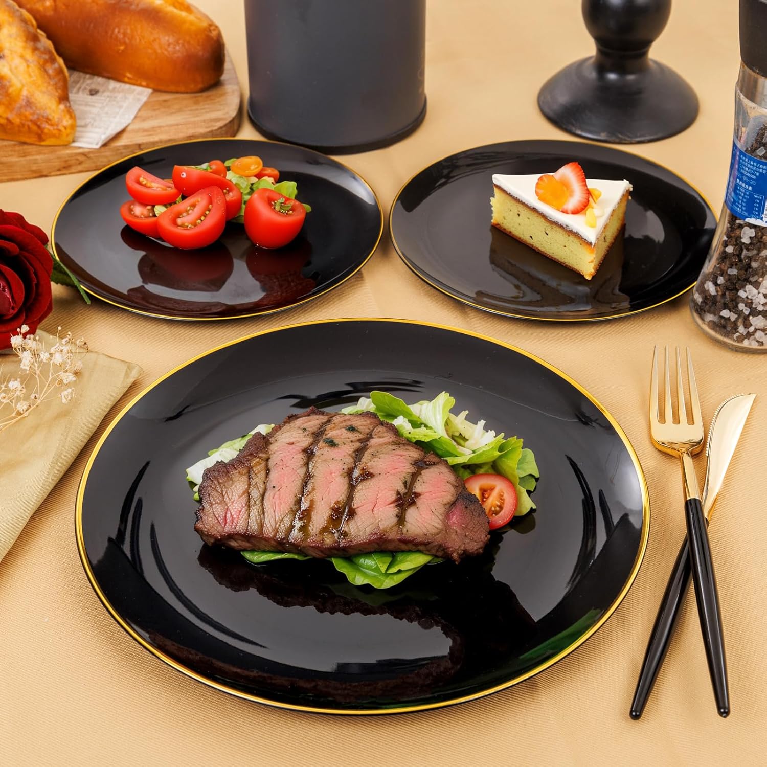 Supernal 102pcs Gold Plastic Cutlery Set