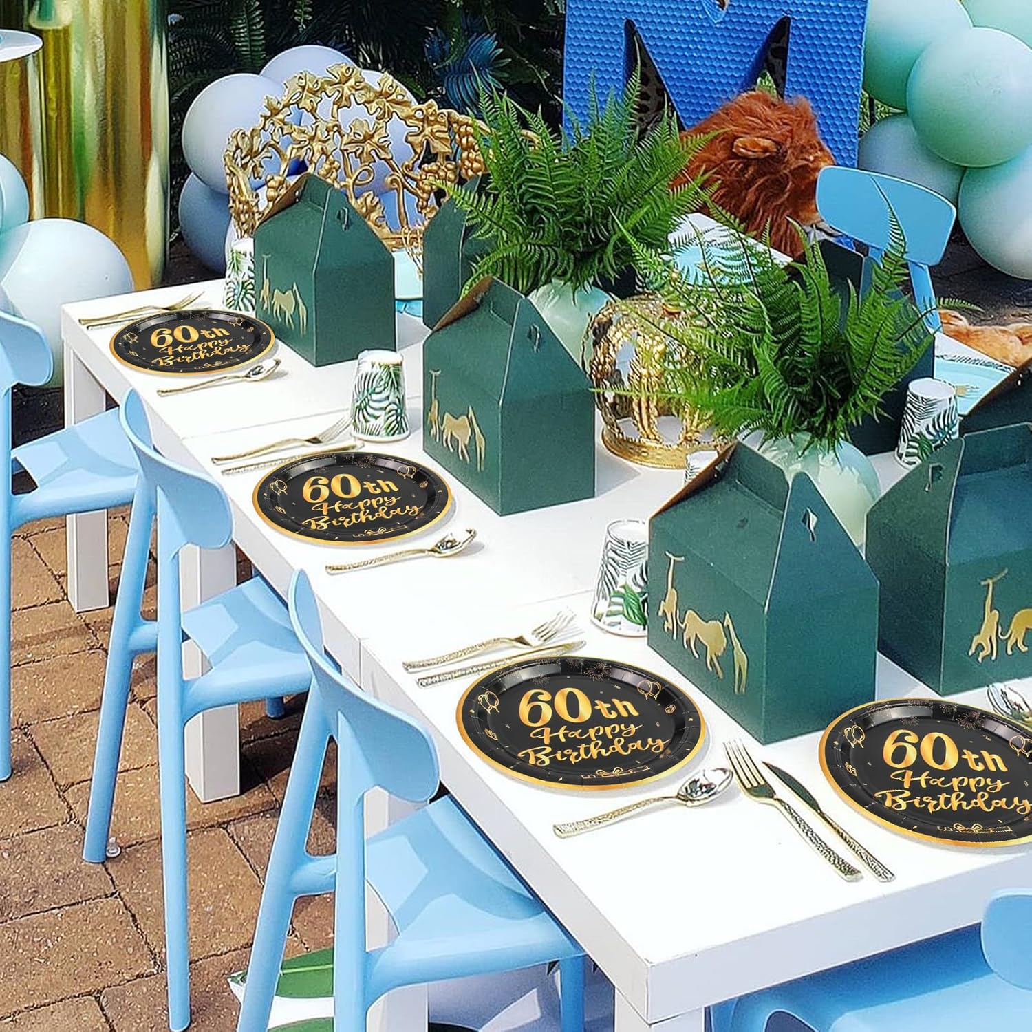 60th Birthday Plates And Napkins 50pcs 9 Black Party Decorations