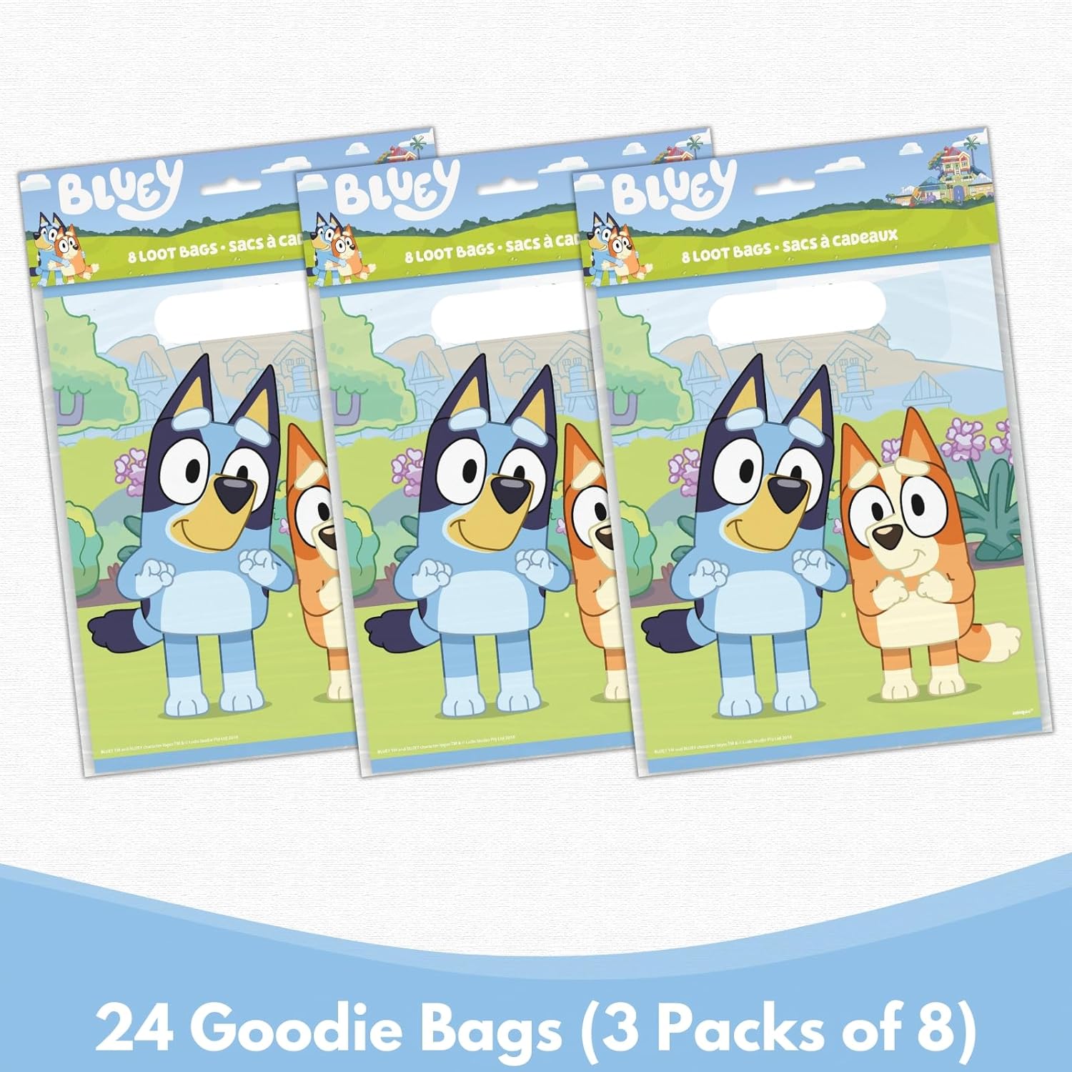 Unique Bluey Birthday Party Supplies Set - 24 Plastic Bags Checklist