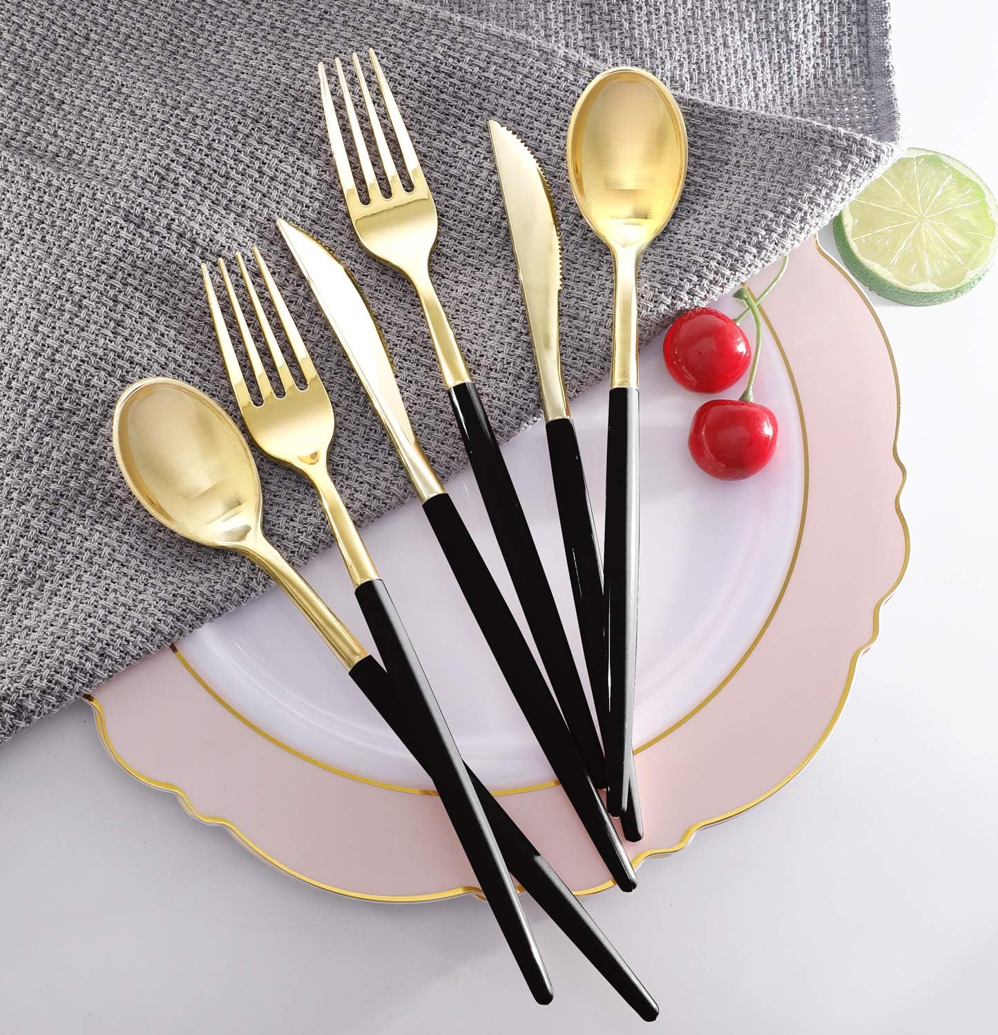 Supernal 102pcs Gold Plastic Cutlery Set