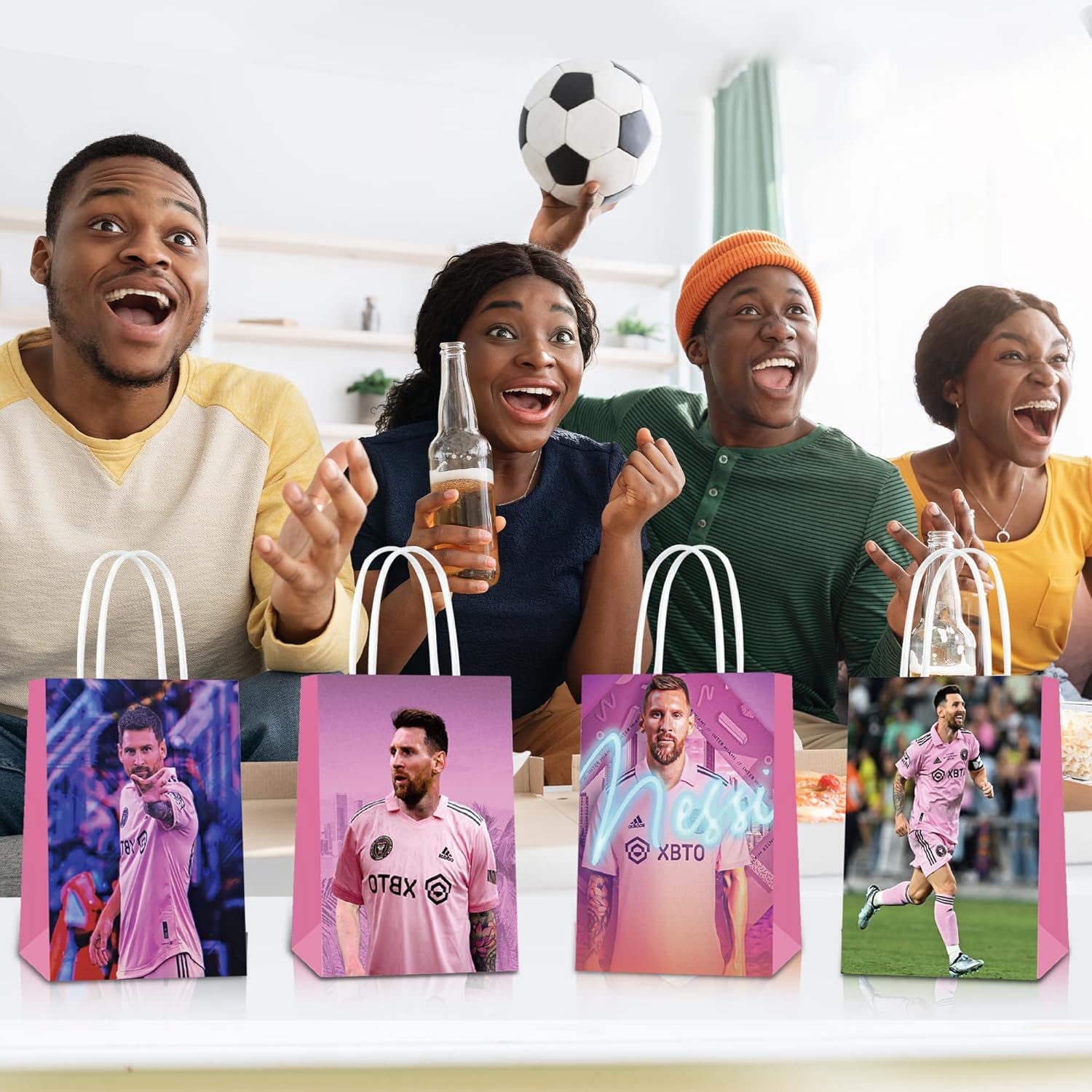 24Pcs Miami Messi Party Gift Bags with 8 Patterns