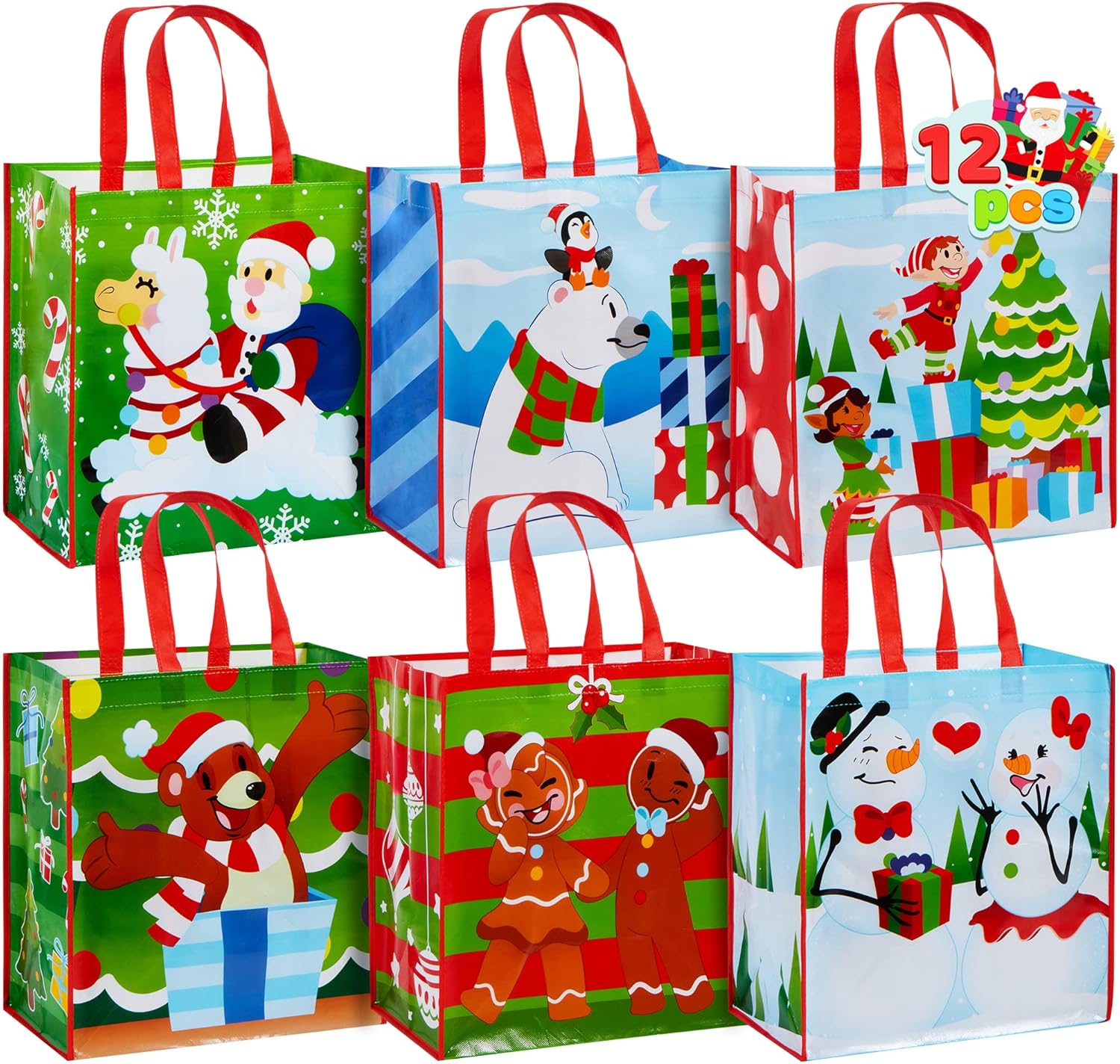 JOYIN 12 Extra-Large Christmas Gift Bags With Handles