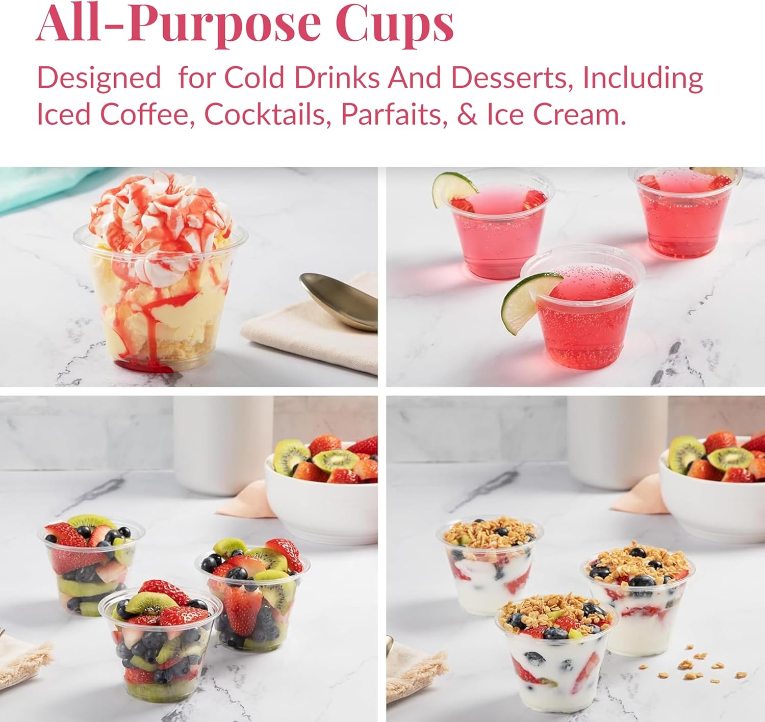 Prestee 500 Clear Plastic Cups 9 oz Cocktail Glasses