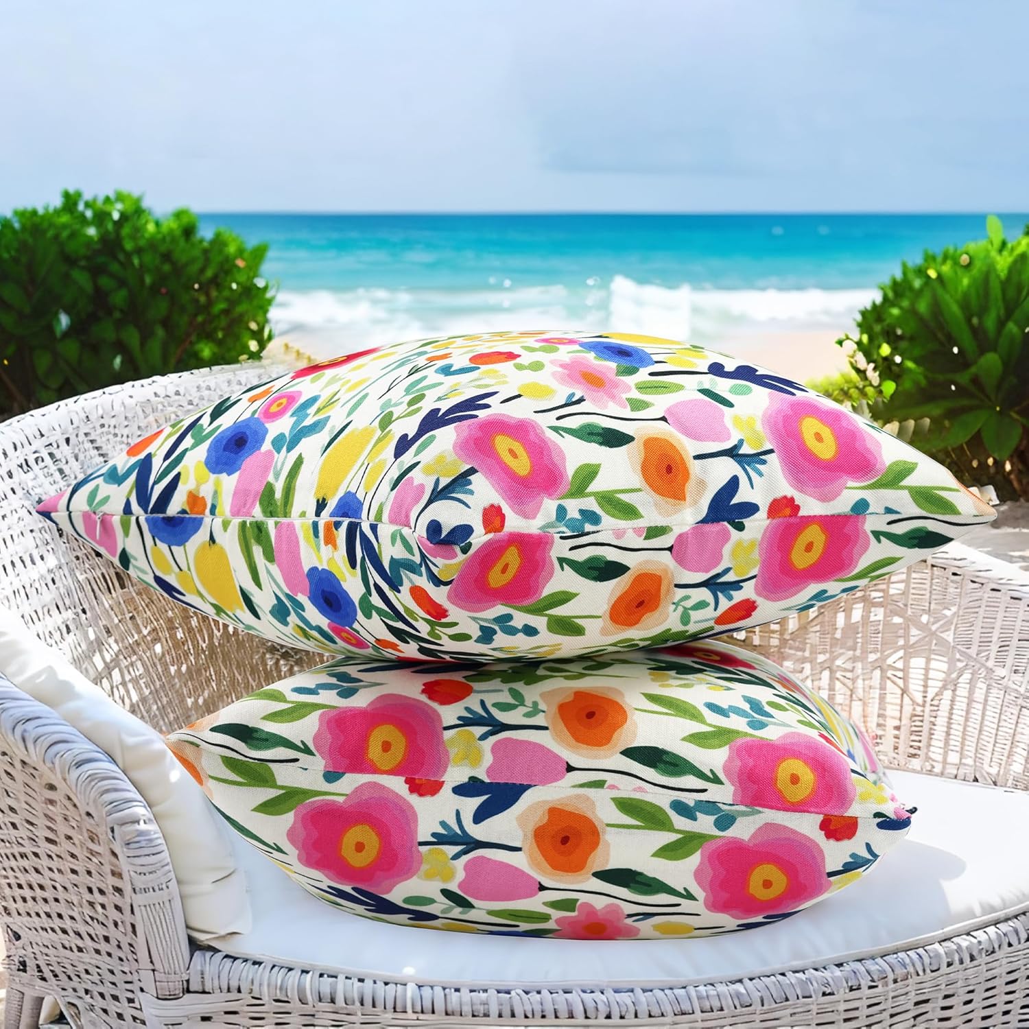 Cythasily Outdoor Pillow Covers 18x18 Inch 2 Sets Floral