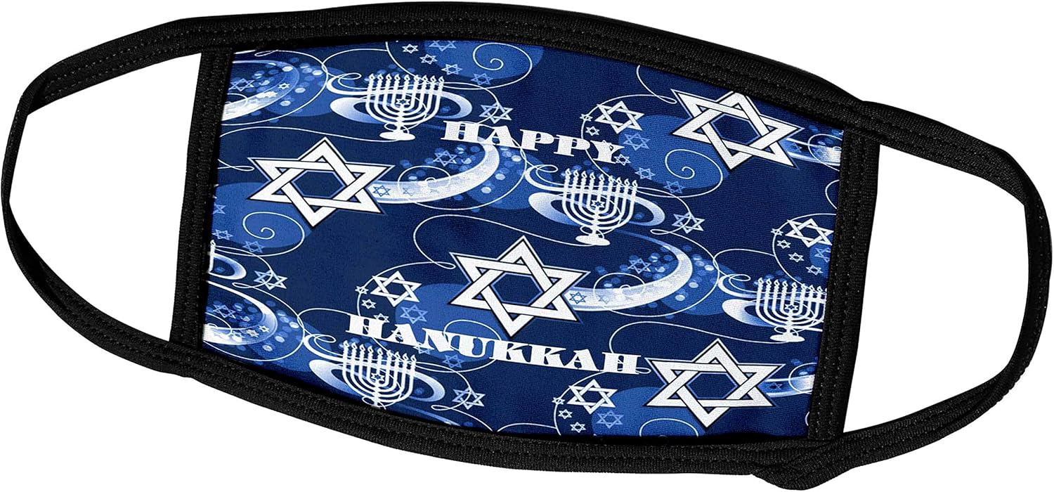 3dRose Face Mask Medium Happy Chanukah with Menorah and Star of David