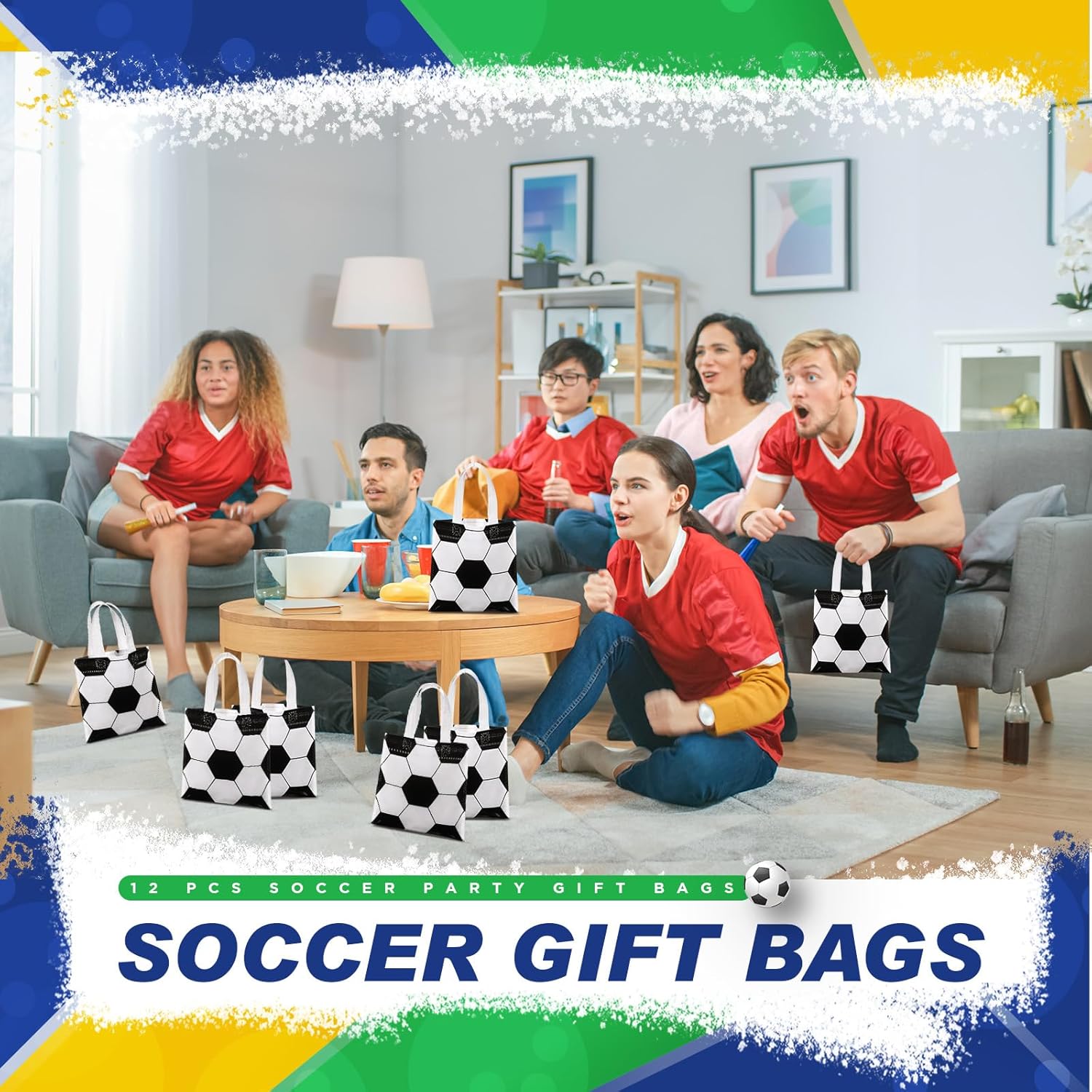 Sweetude 12 Pcs Soccer Gift Bags with Handles