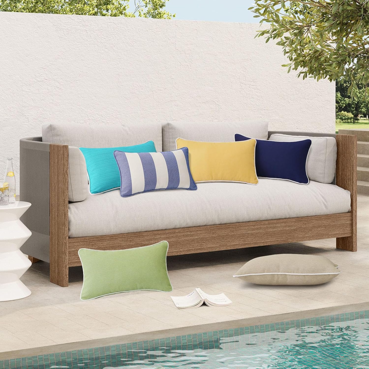 Unimatta Decorative Water Repellent Throw Pillows Set of 4 Turquoise