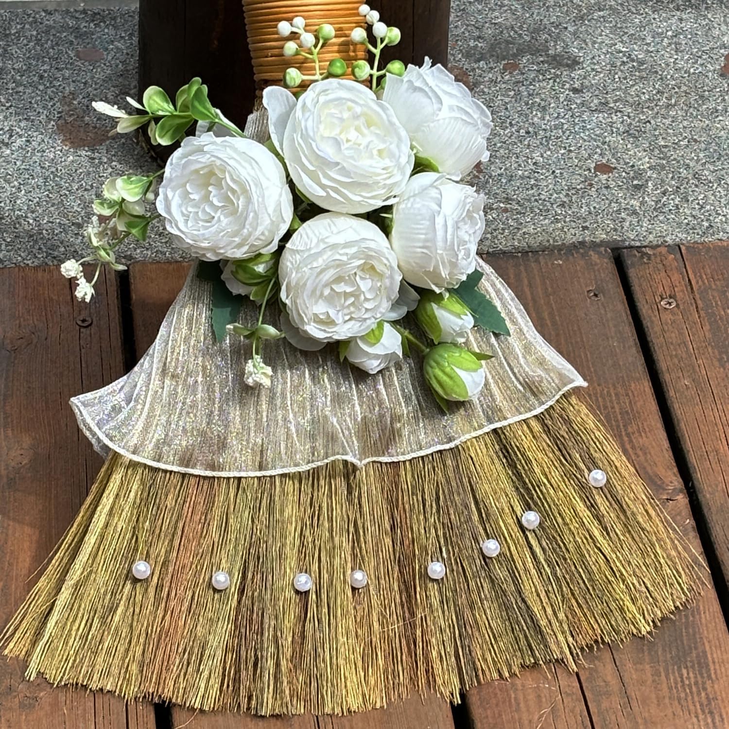 Wedding Broom DIY Kit with Ribbons and Pearls