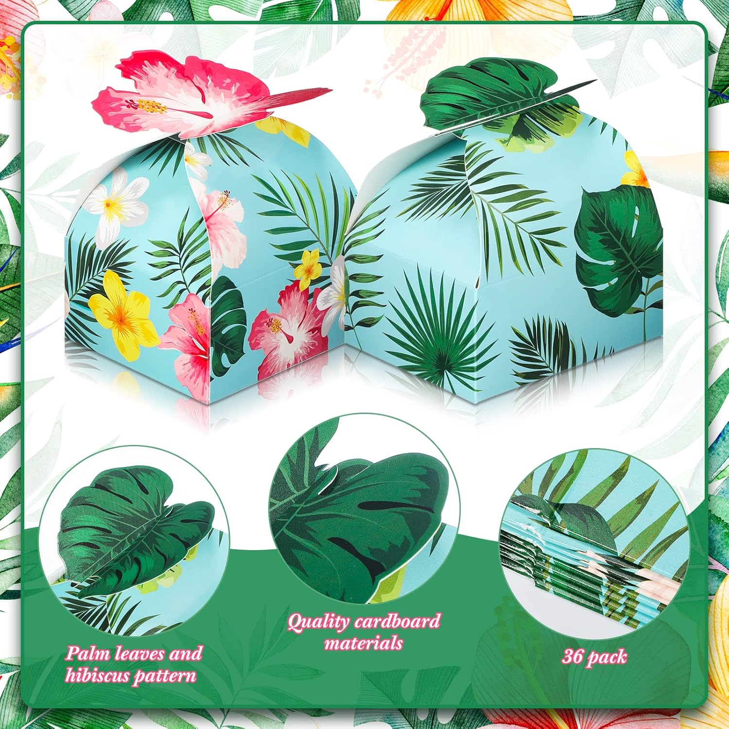 Gerrii 36 Pack Tropical Gift Boxes Luau Party Favors