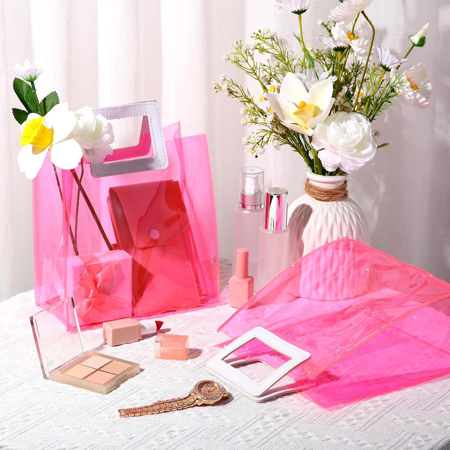 Paterr 20 Pcs Clear Reusable Gift Bags with Handles