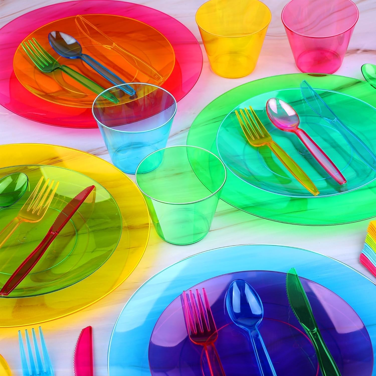 252 PCS Neon Party Supplies Set for 36 Guests