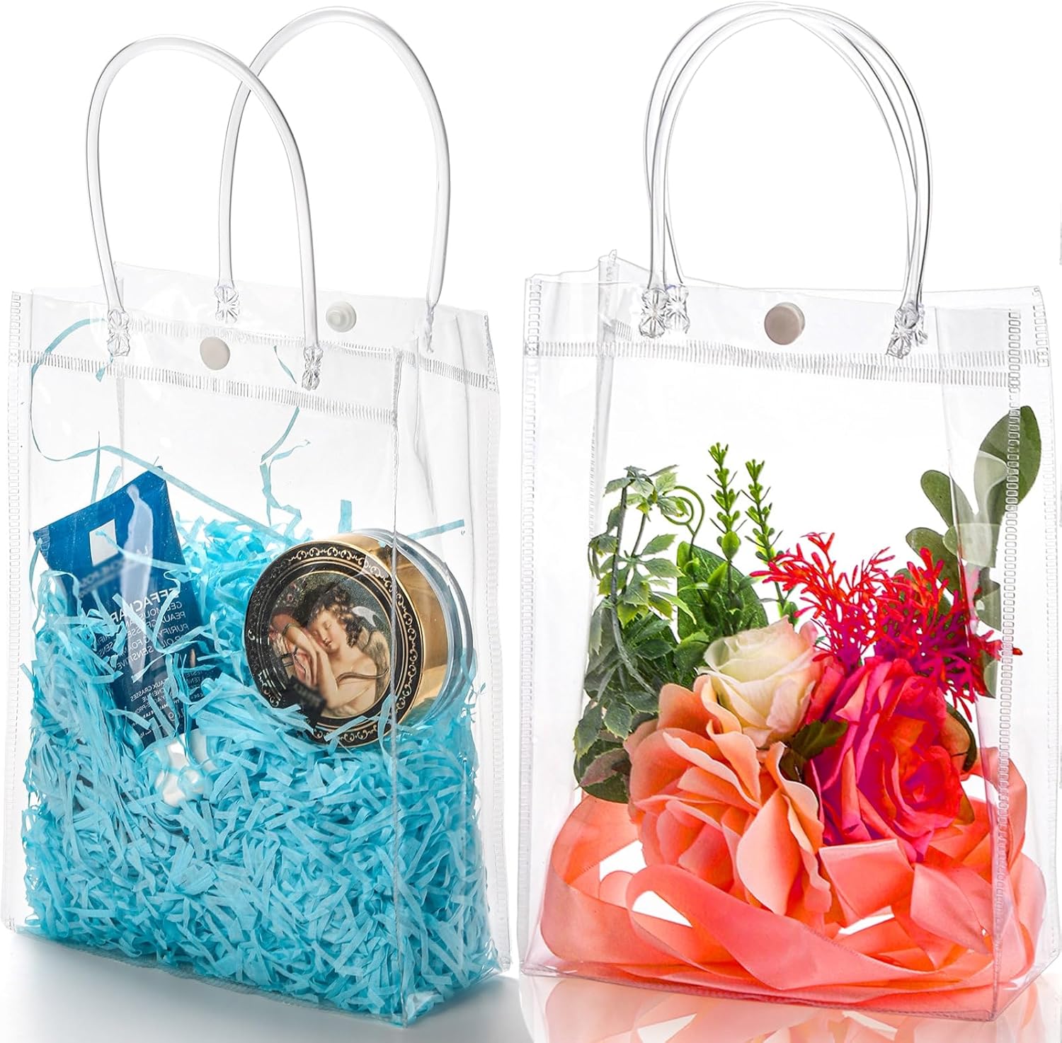 Youeon 40 Pcs Clear PVC Gift Bags with Handles
