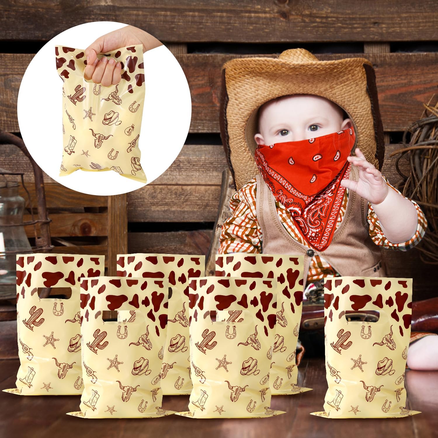 Gosknor 50pcs Plastic Cowboy Goodie Bags