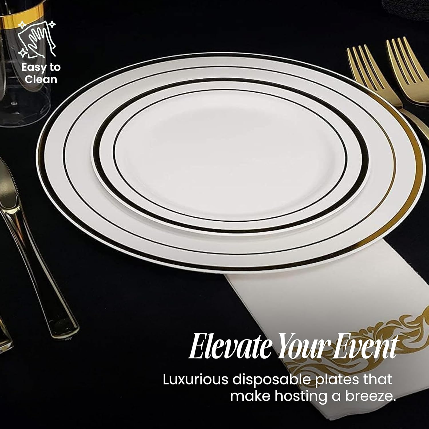 Ayas 60 Gold Rimmed Plastic Plates Set