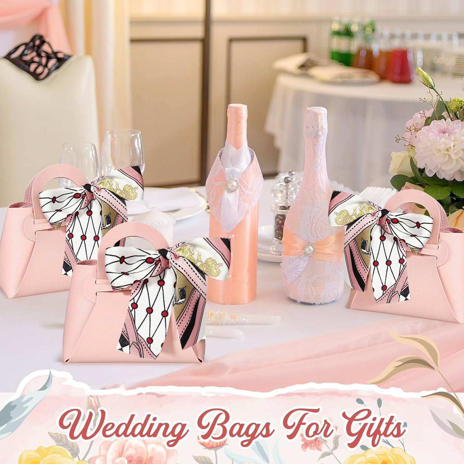 Abbylike 18 Pcs PU Leather Gift Bags with Handles