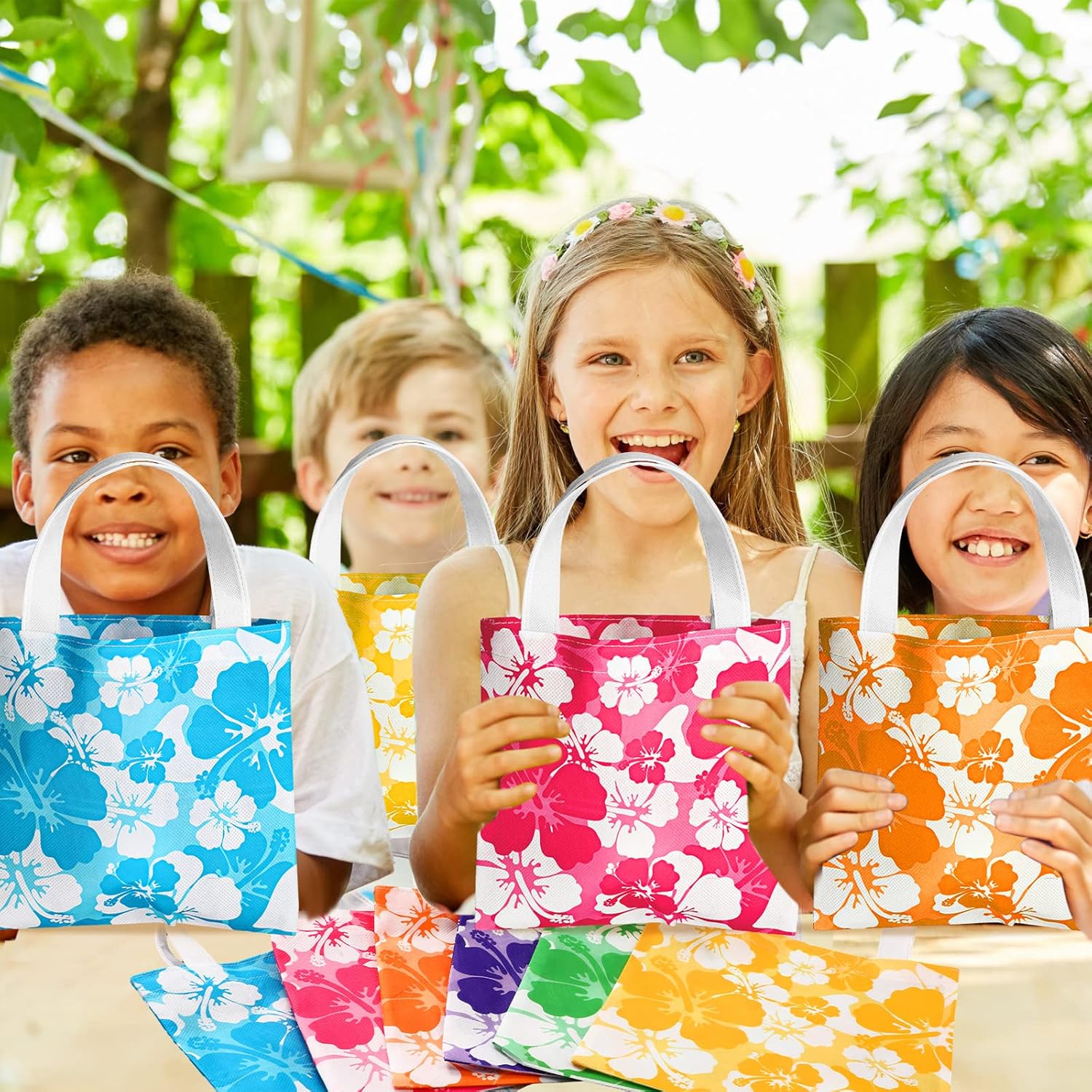 Teling 24 Pcs Hawaiian Party Favor Bags with Handle