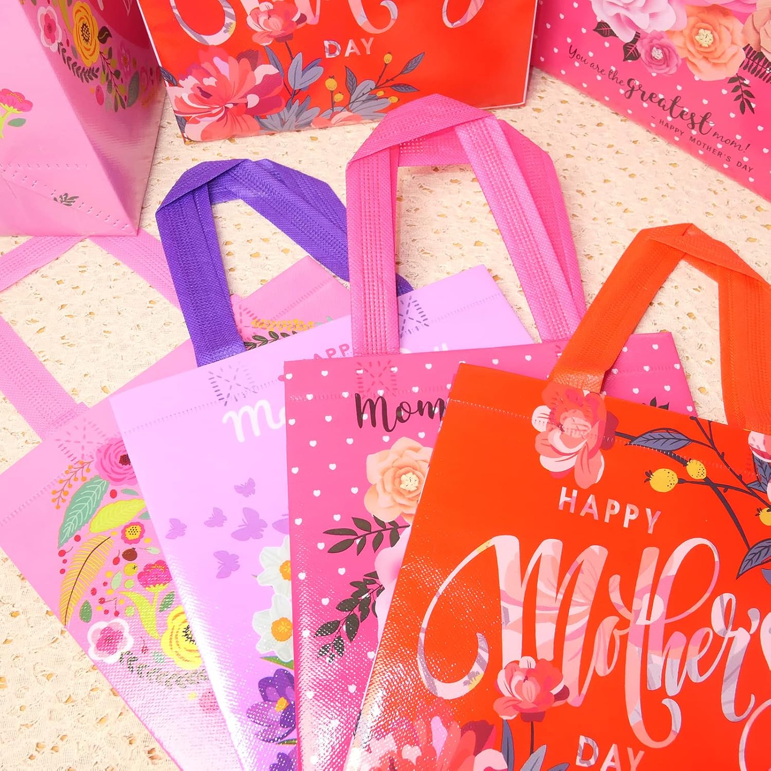 HADDIY Mothers Day Tote Gift Bags 16 Pcs Floral Design