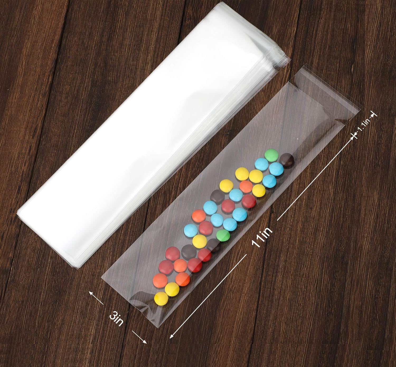 100 pcs Clear 3 in x 11 in Self Seal Cello Bags