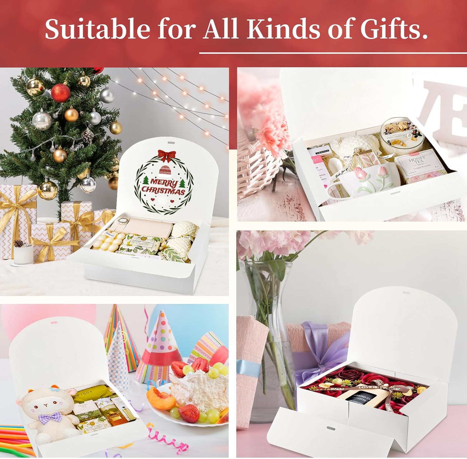 Ocmoiy 12 Pack White Gift Boxes with Lids