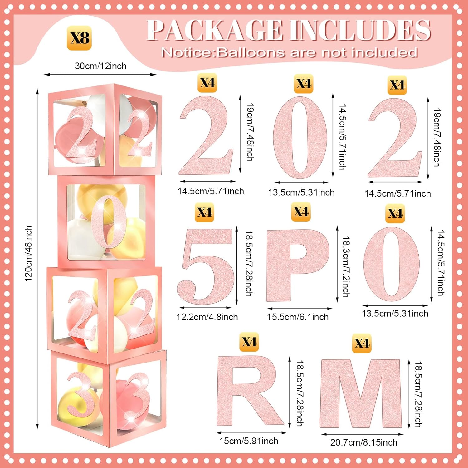 Sinmoe 8 Pcs Prom Column Balloon Box Set