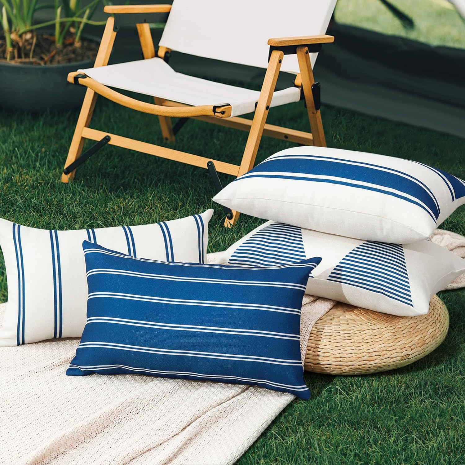 OTOSTAR Waterproof Pillow Covers 12x20 Inch Pack of 4 Navy Blue