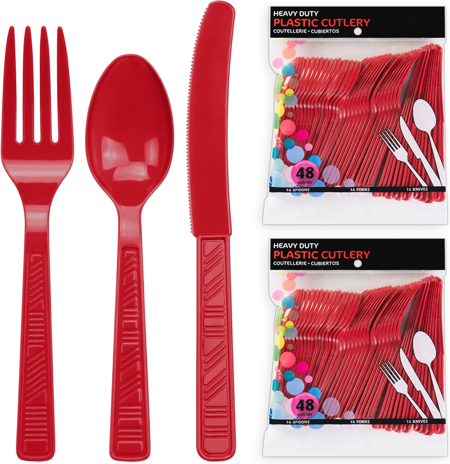 DecorRack Plastic Cutlery Set Red 96 Pieces