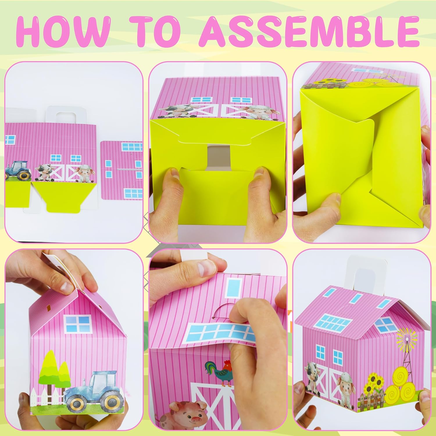 16 Piece Pink Farm Animal Themed Candy Gift Box Set