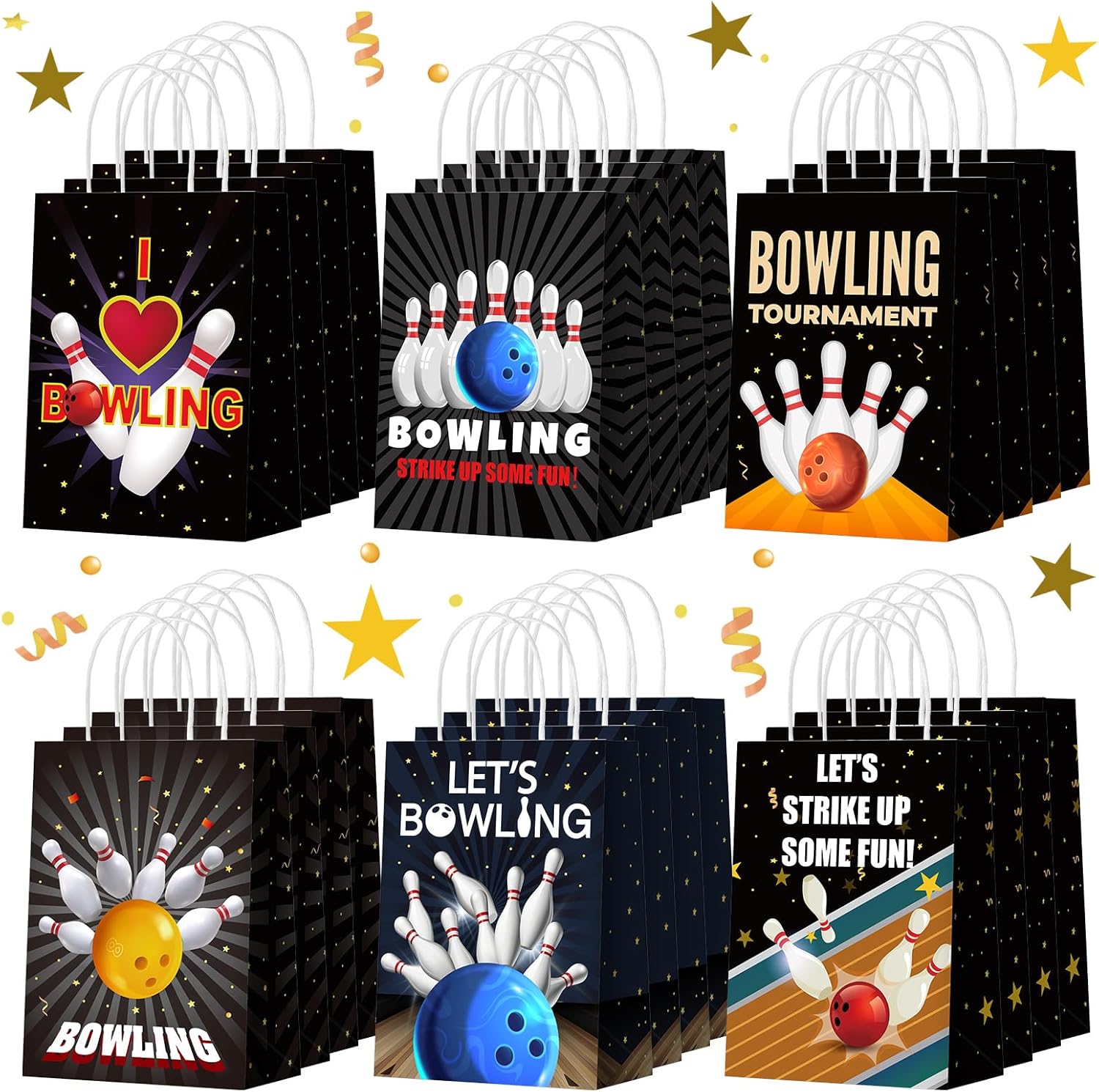 Kolldenn 24 Pcs Bowling Party Favor Bags