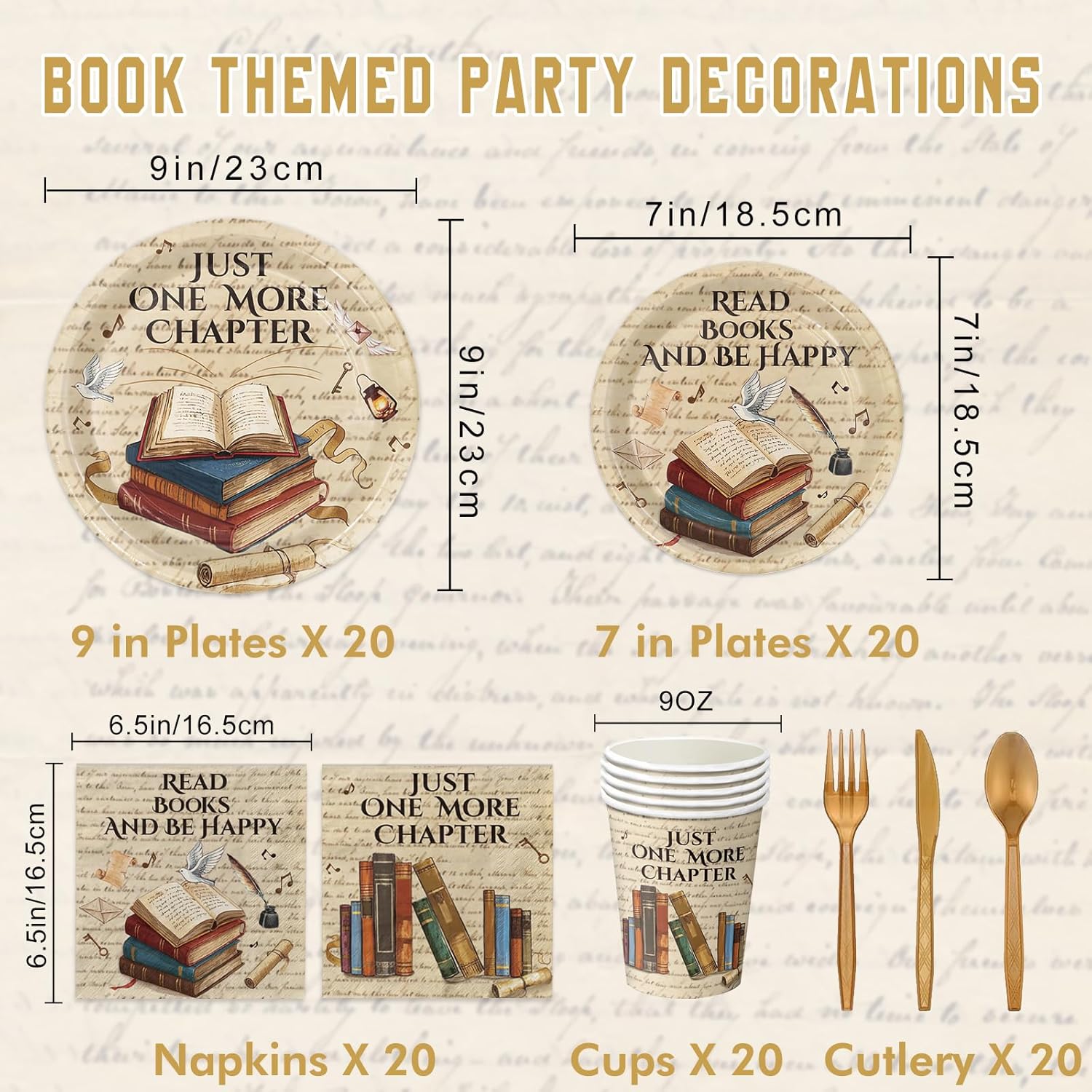 Book Themed Party Decor Set for 20 Guests