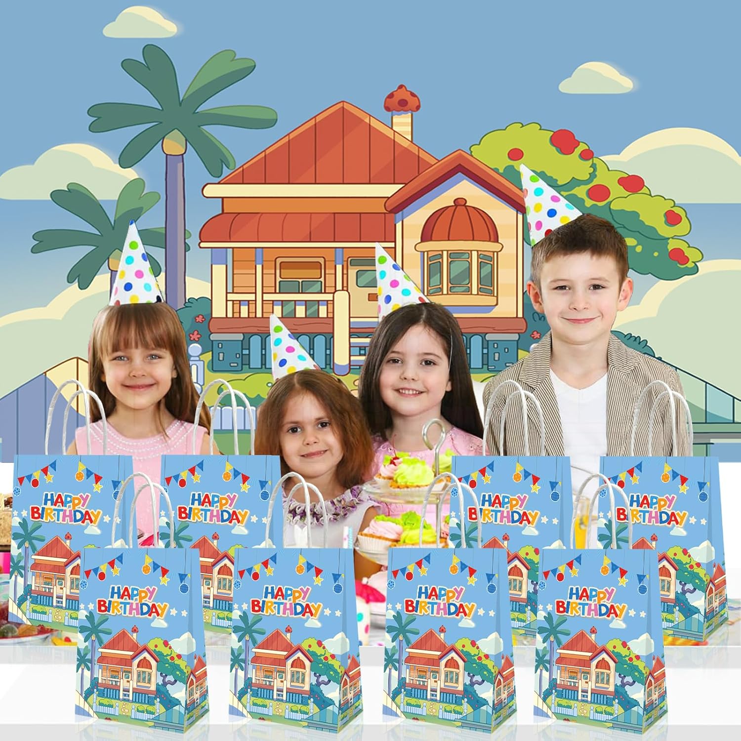 YOOUUQIAN 20 PCS Blue Dog Party Favors Bags