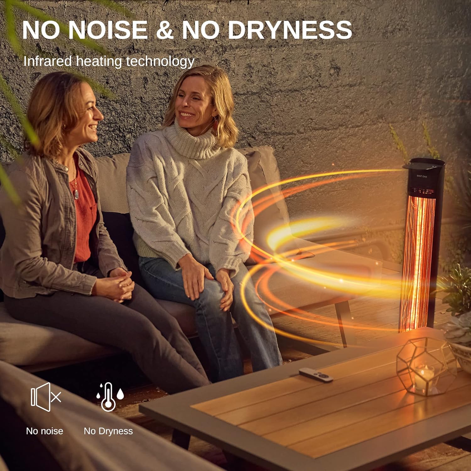 EAST OAK 1500W Electric Infrared Heater with Remote and 24H Timer