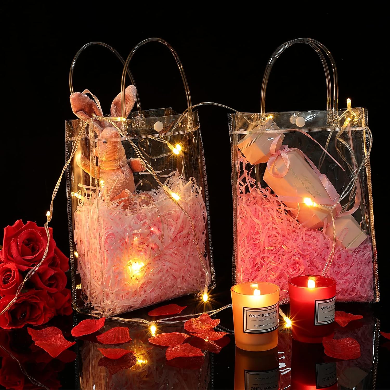 Clear PVC Gift Bags with Handles 25 Pack