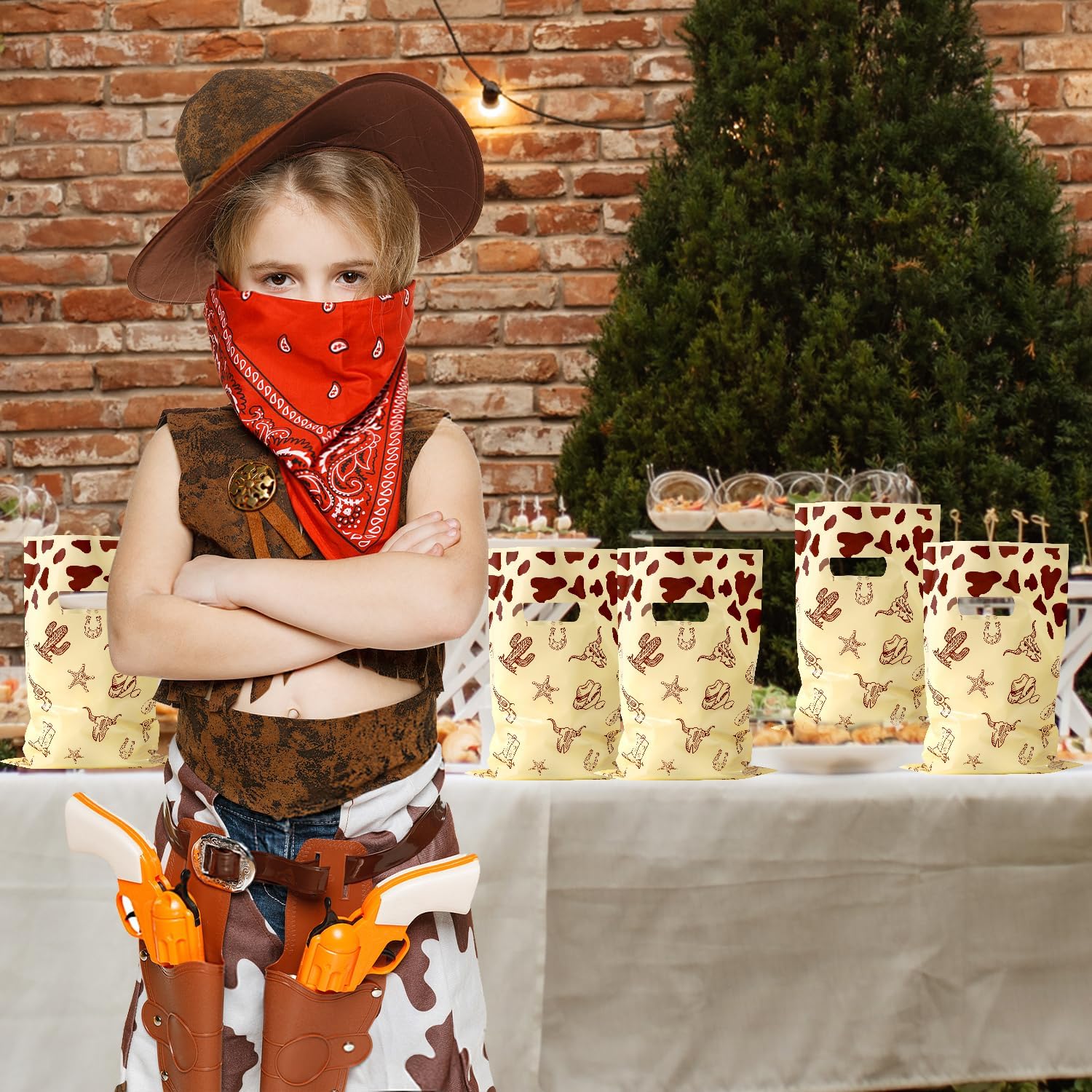 Gosknor 50pcs Plastic Cowboy Goodie Bags