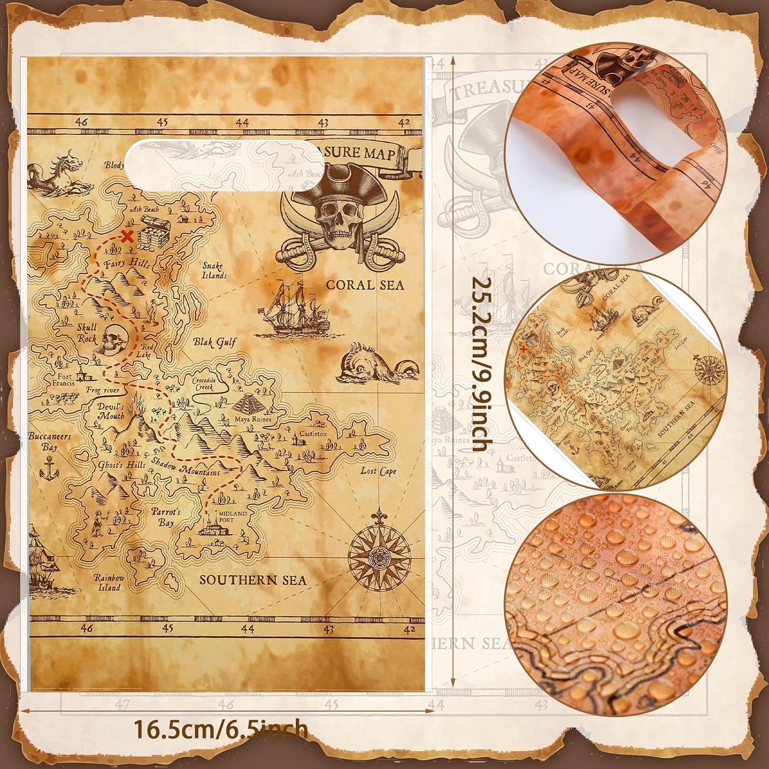 Yinder Pirate Treat Candy Bags 100 Pcs Treasure Map Party Favors