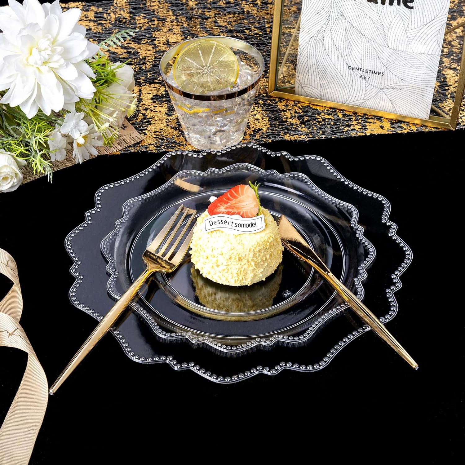 COLOSUS 350pcs Clear Plastic Plates Party Dinnerware Set