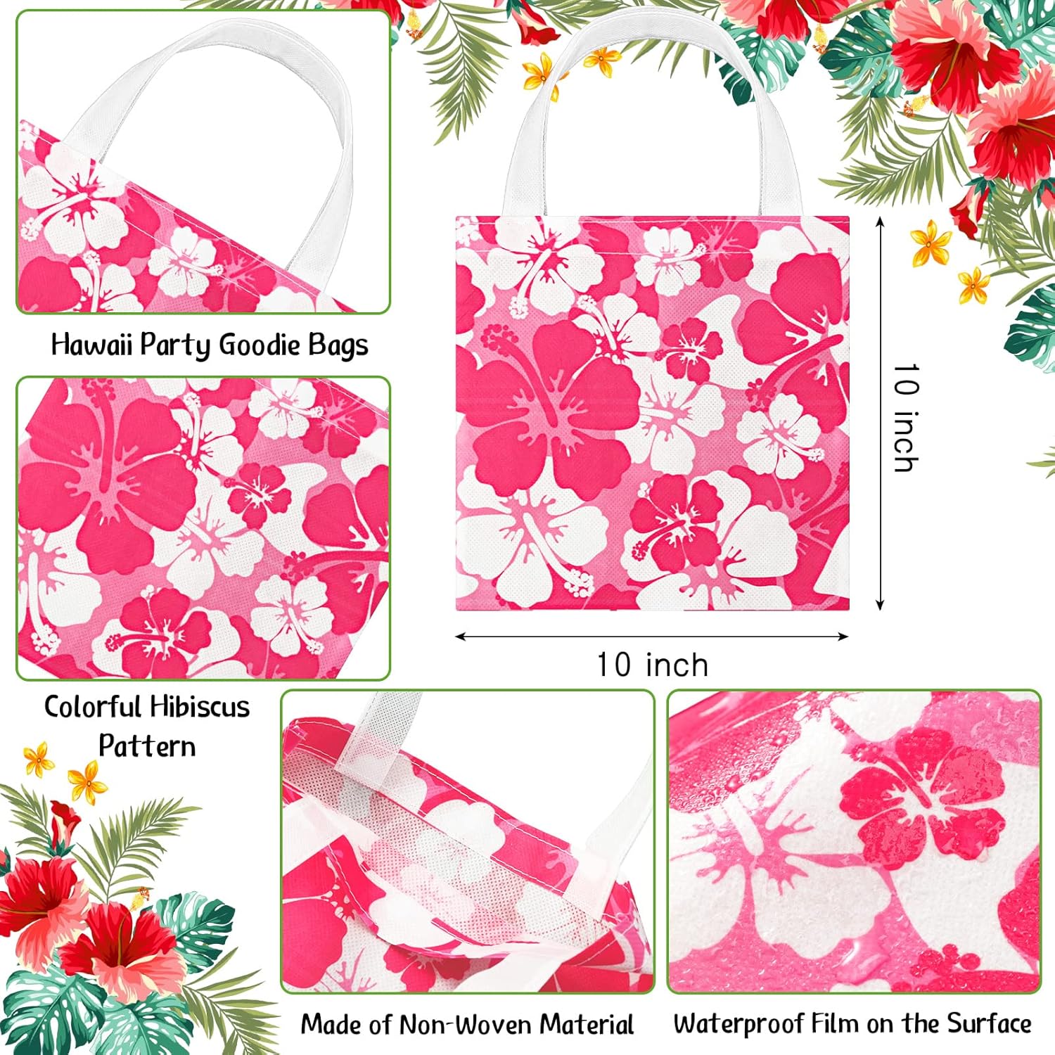 Teling 24 Pcs Hawaiian Party Favor Bags with Handle