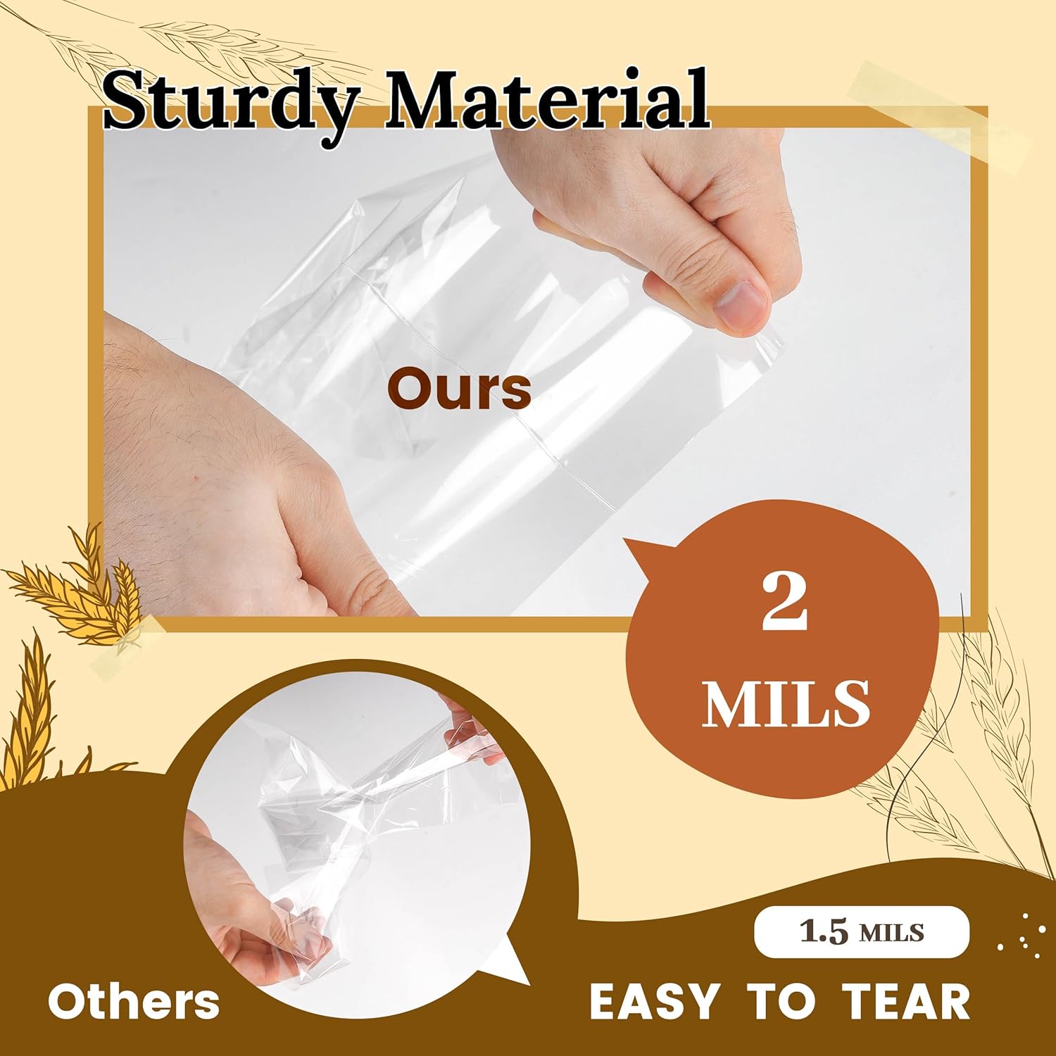 Clear Cellophane Bags with Twist Ties 5x7in 100 Pack