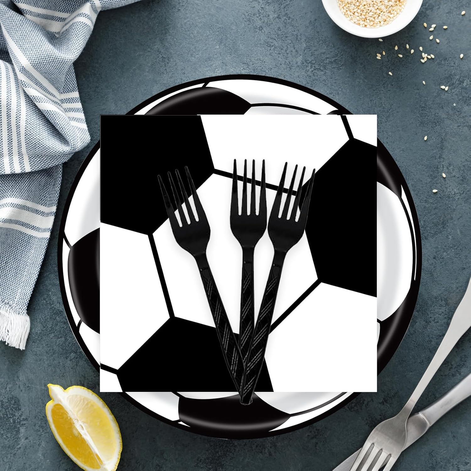 72 Pcs Soccer Themed Paper Plates Napkins Set