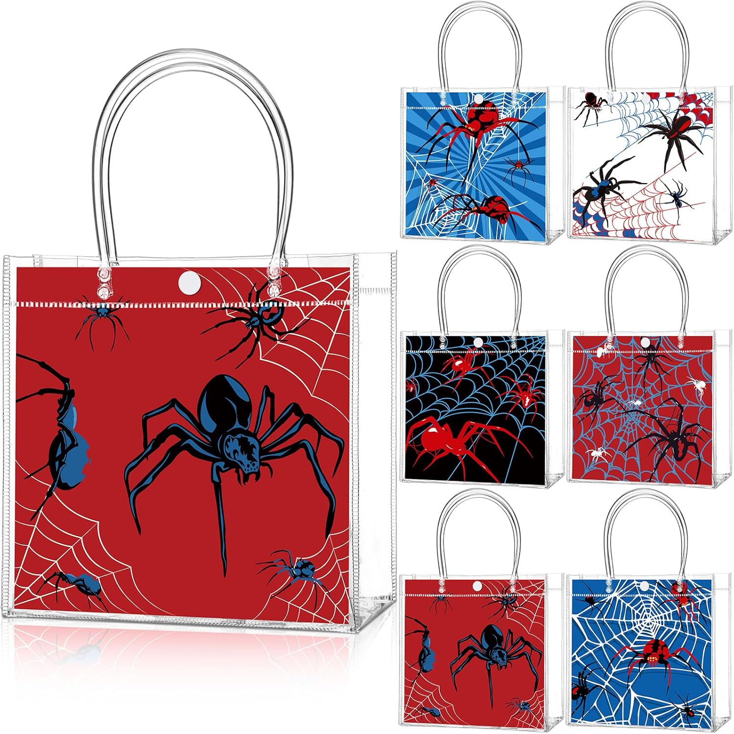 24 Pcs Spider Clear Gift Bags with Handles