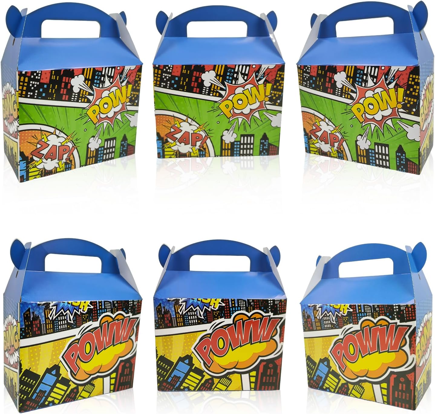 10PCS Super City Heroes Theme Party Treat Boxes with Handles